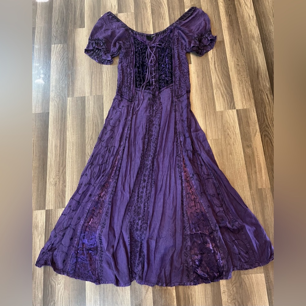 Lost Island Purple Renaissance Medieval Maxi Dress SZ L
